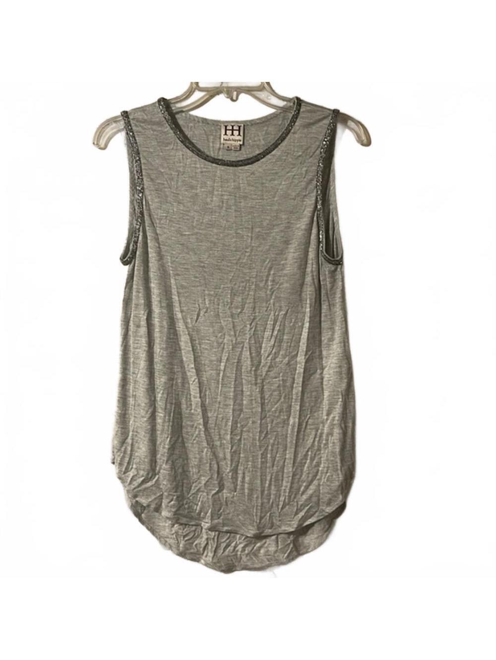 Haute Hippie heather gray tank with beaded collar and arm holes size small